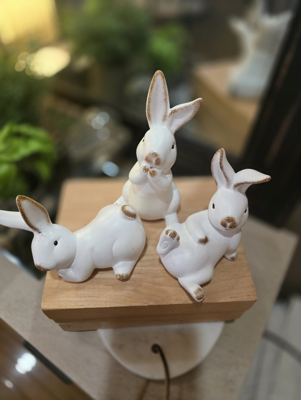 3 Pcs White Ceramic Bunny Figurines